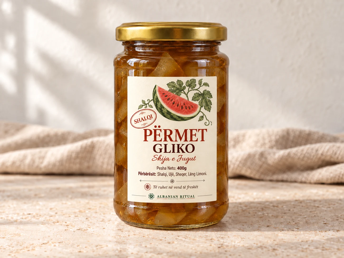 Product visualisation: Gliko of Përmet — Watermelon